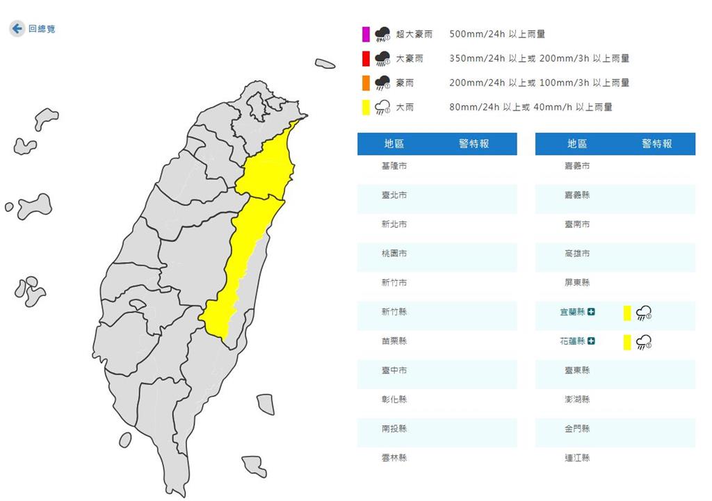 快新聞/2縣市大雨特報 注意雷擊及強陣風